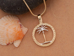 Palm Tree Jewelry - Exclusive 2-tone Carved Coin Necklace