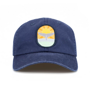 Washed Twill 'Water is Life' Whale Tail Adjustable Hat - Blue