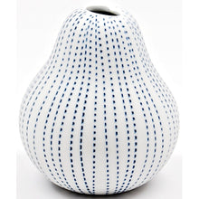 Load image into Gallery viewer, Handmade Ceramic Pear Shape Dot Print Small Vessel - White + Blue