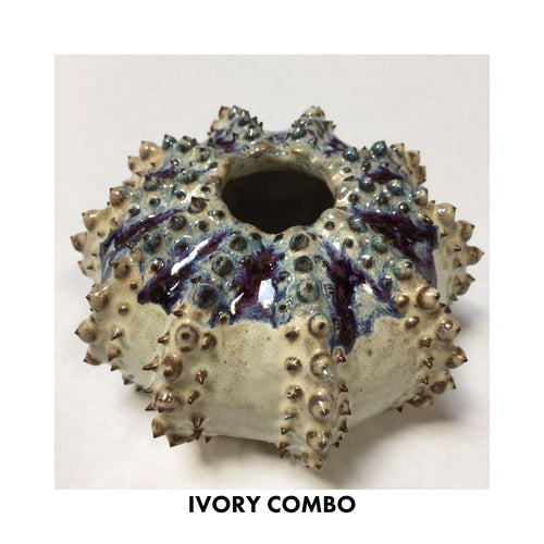 Handmade Ceramic Spiny Sea Urchin Vase - Ivory Combo