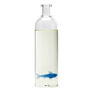 Decorative Glass Bottle with a Blue Shark Inset