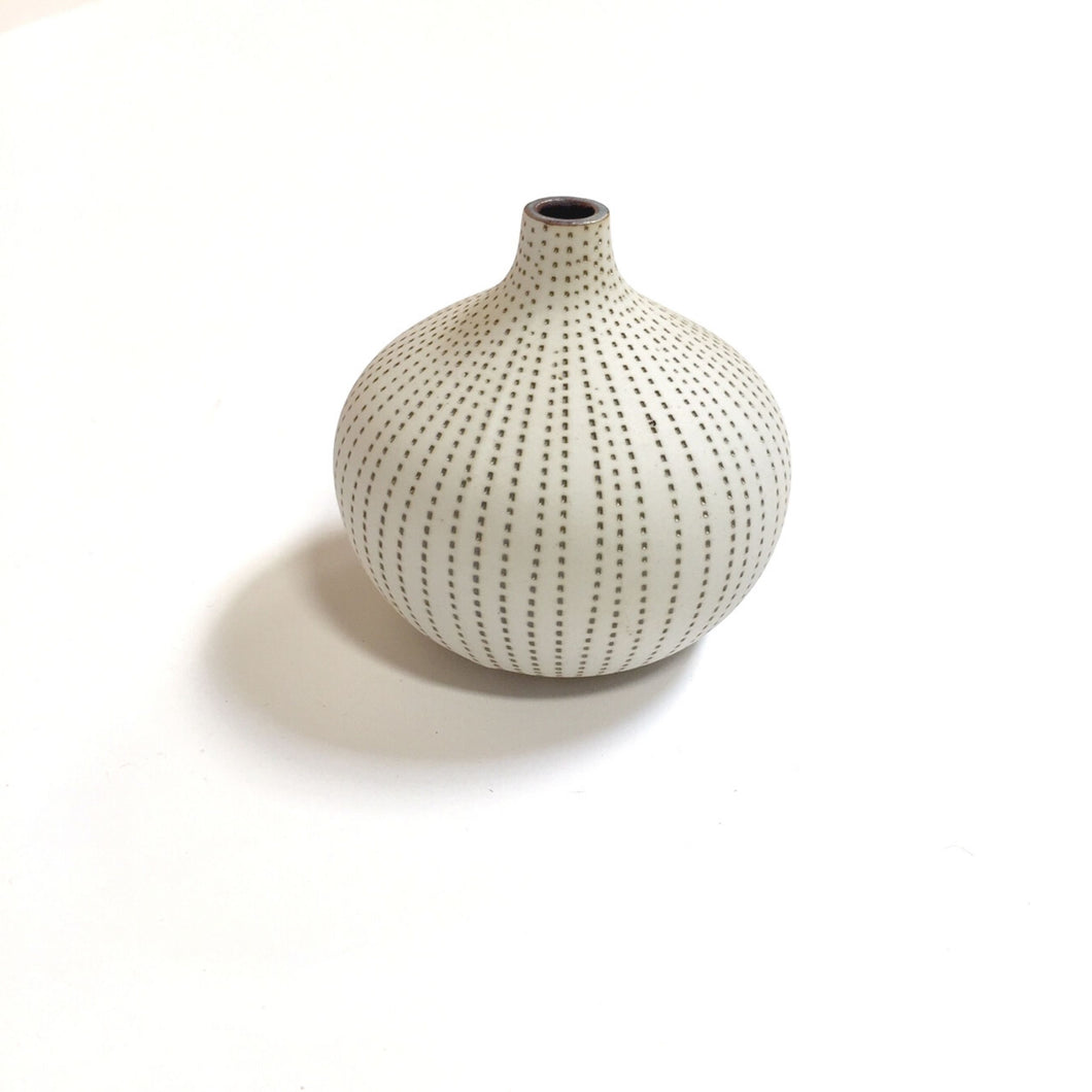 Handmade Ceramic 'Congo' Dot Print Tiny Vessel - Natural + Brown