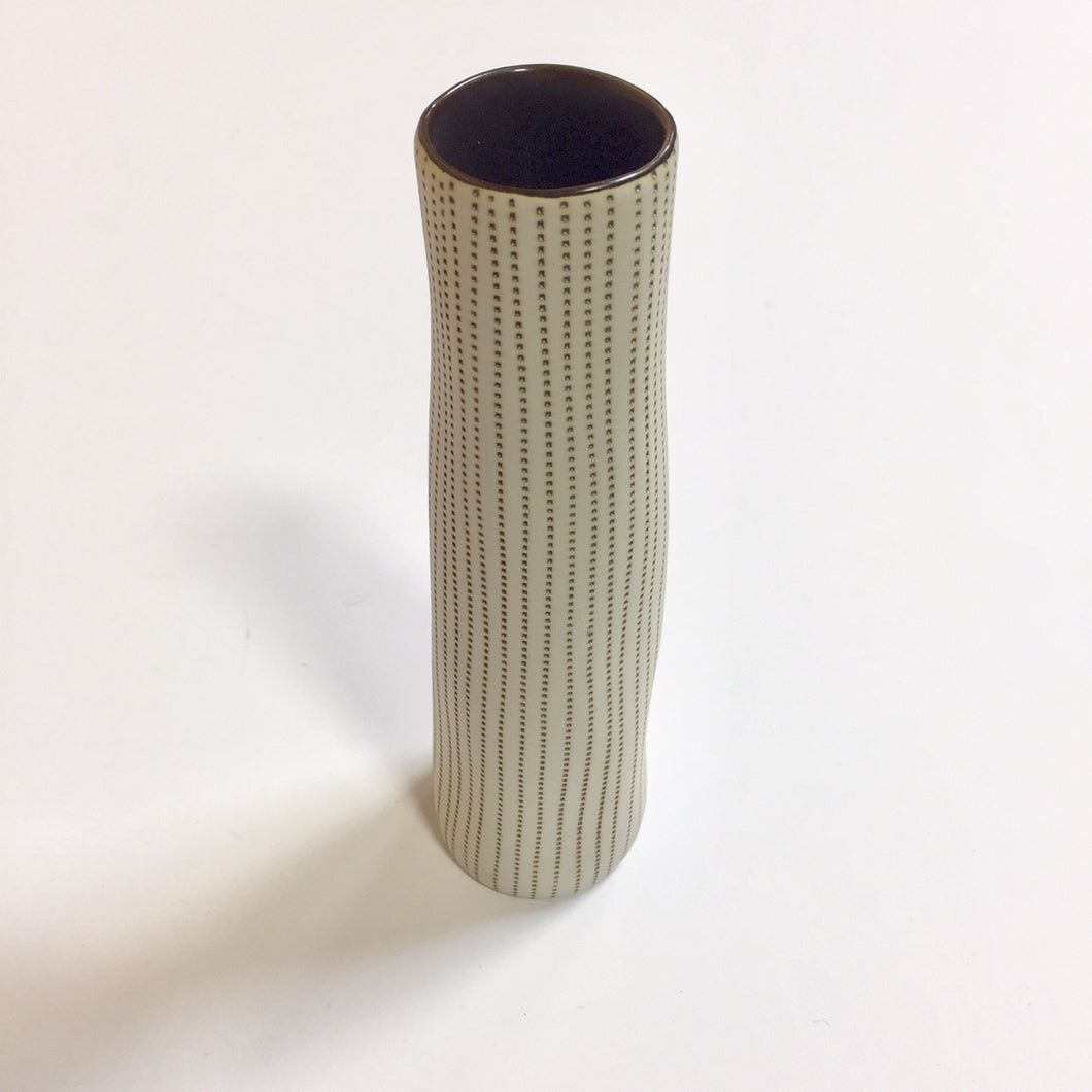 Handmade Ceramic 'Koza' Dot Print Medium Vase - Natural + Brown