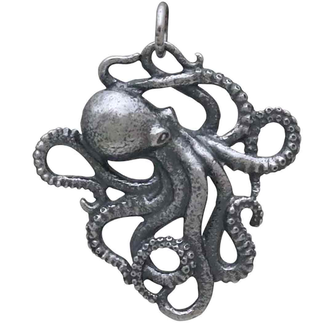 Sterling Silver Octopus Necklace with Cable Chain