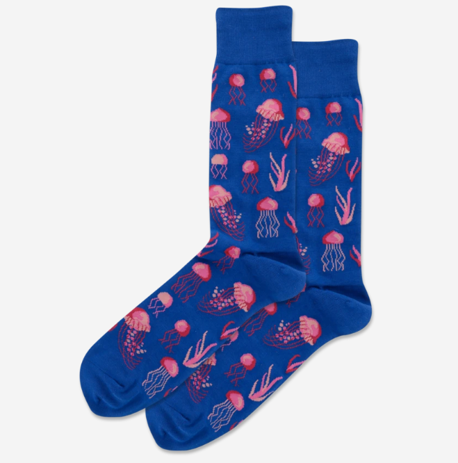 Men's Jellyfish Jacquard  Socks - Royal blue and Pink