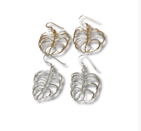Handmade Monstera Wire Earrings - Sterling Silver or 14K Gold Filled