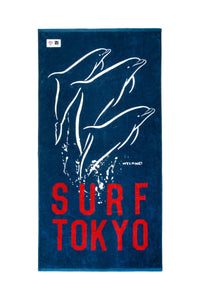Surfing Dolphins Beach Towels with Dolphin print and Surf Tokyo