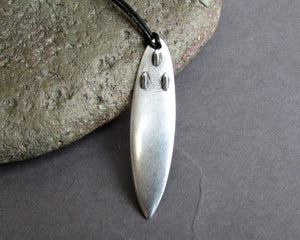 Men's Surfboard Pendant Necklace with Leather Cord