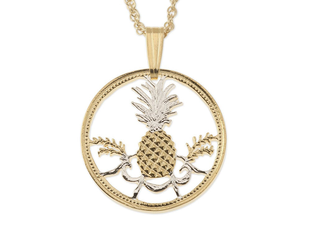 Pineapple Jewelry - Exclusive 2-tone Carved Coin Necklace