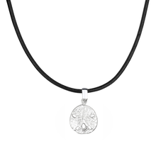 Load image into Gallery viewer, Silver Sand Dollar Cord Necklace - Brown or Black Leather