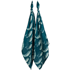 Blue Whale Print Bamboo Burpies - 2 Pack
