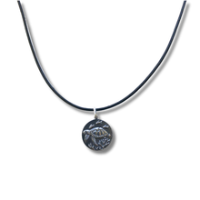 Load image into Gallery viewer, Silver Antique Finish Sea Turtle Scenic Disc on Leather Cord