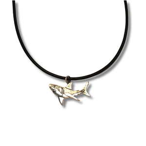 Shark Pendant Necklace on Leather Cord