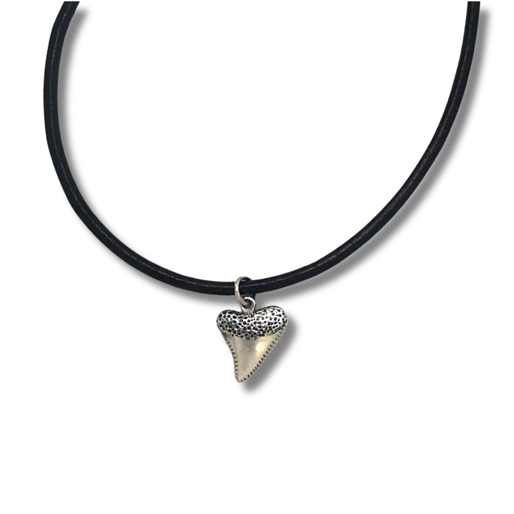 Shark Tooth Pendant Necklace on Leather Cord