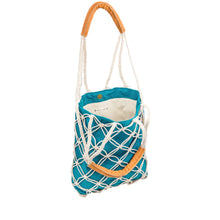 Load image into Gallery viewer, Macramé Shoulder Bag with Contrast Turquoise Lining